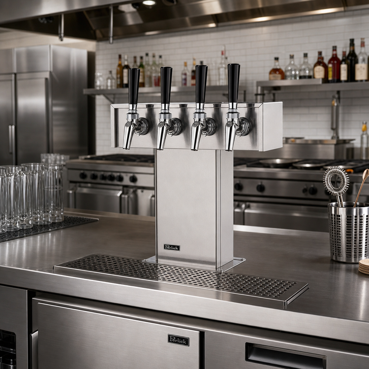 Product image #2 for Perlick 4-Faucet Air-Cooled Tee Draft Beer Tower, Stainless Steel