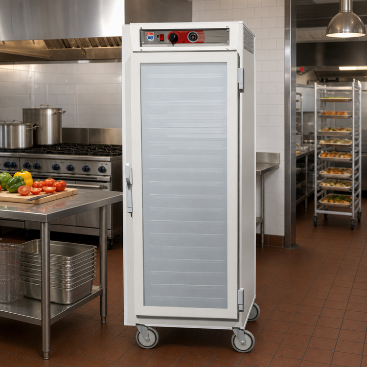Product image #2 for Metro C5 6 Series Mobile Full-Height Pass-Through Heated Holding Cabinet with Combination Doors, 35 Full-Size 18" x 26" Pan Capacity, 120V