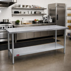 Thumbnail image #2 for Duke Manufacturing 416-3672 72-Inch Stainless Steel Work Table with Galvanized Undershelf, Flat Top, 36-Inch High