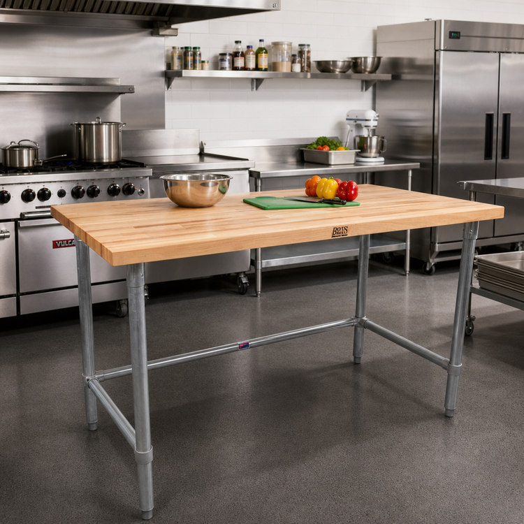 Product image #2 for John Boos HNB13 36" x 36" Northern Hard Rock Maple Wood Top Work Table with Galvanized Base