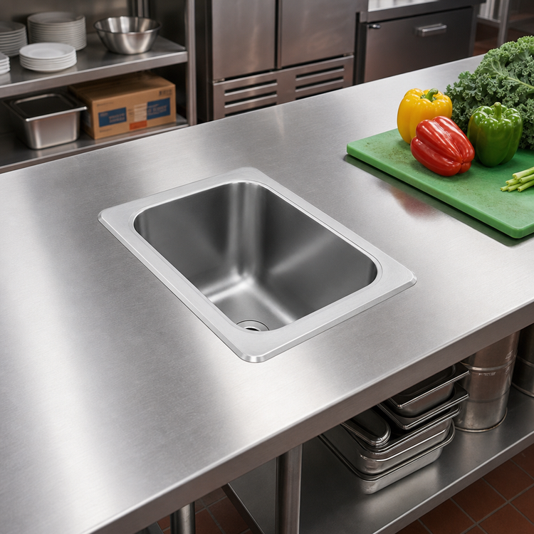 Product image #2 for Vollrath Self-Rimming Single-Bowl Drop-In Sink, 10 x 14 x 10 Bowl, 2-Inch Drain