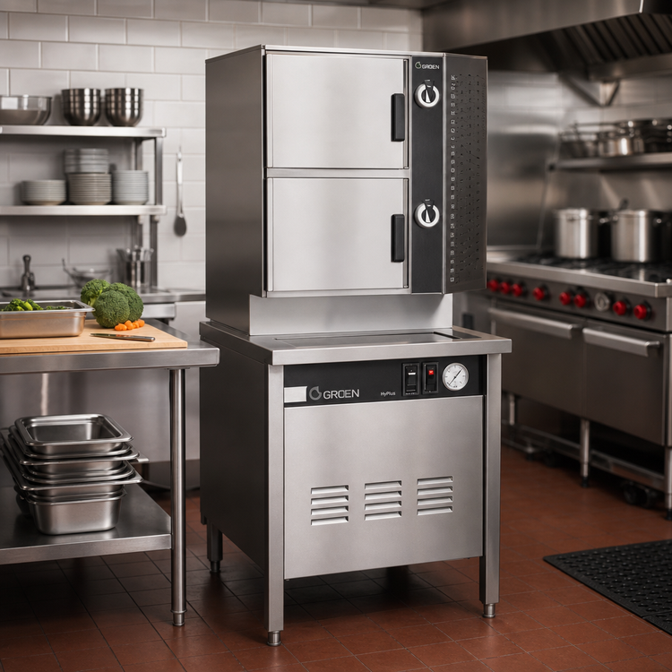 Product image #2 for Groen HyPlus 2-Compartment Electric Pressureless Steamer with 24-Inch Cabinet Base