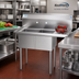 Thumbnail image #2 for KoolMore 43-Inch Two-Compartment Stainless Steel Commercial Sink with Right-Hand Drainboard and Backsplash