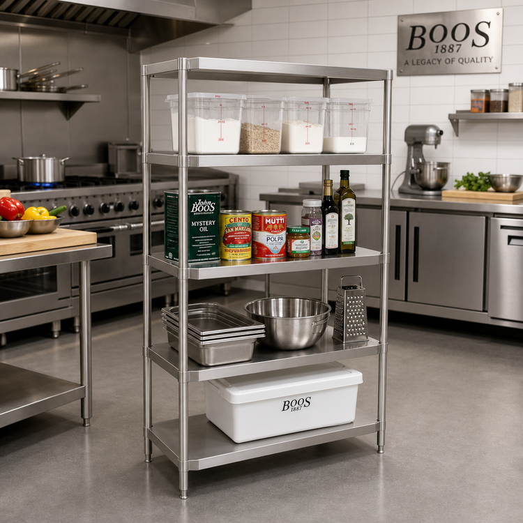 Product image #2 for John Boos Stainless Steel Dry Storage Shelving Unit, 30W x 24D x 36H, 2 Adjustable Shelves