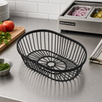 Thumbnail image #2 for American Metalcraft WBBV90 Oval Black Metal Wire Serving Basket, 9 x 6 x 2-3/4 Inches Case of 48