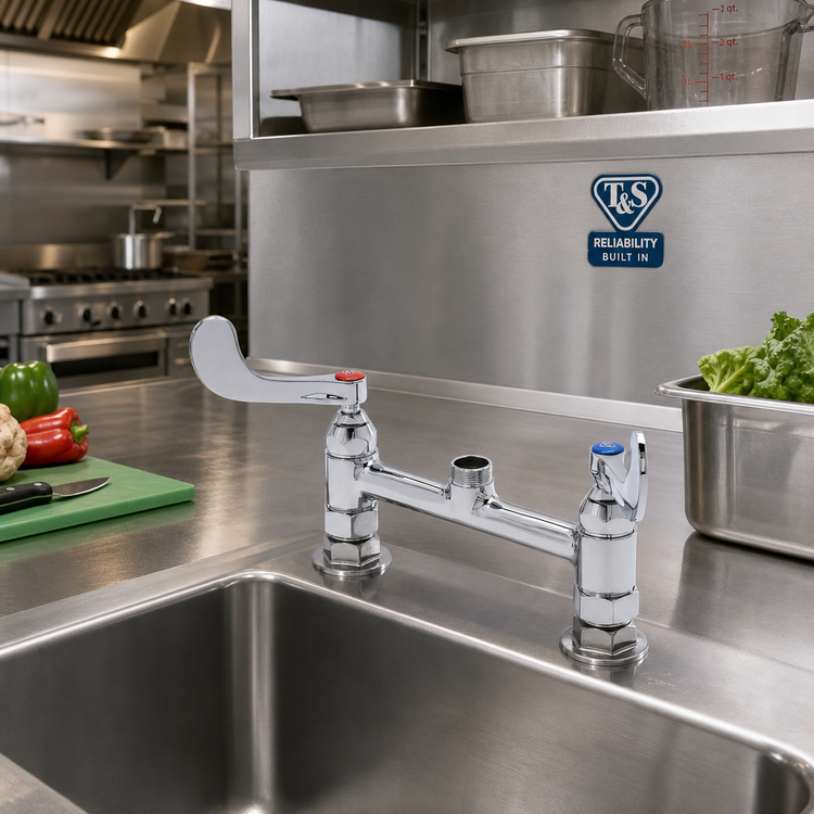 Product image #2 for T&S Brass 8-Inch Adjustable Center Deck Mount Mixing Faucet, Less Nozzle