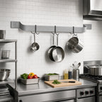 Thumbnail image #2 for Eagle Group SBPR-108-A 108-Inch Single-Bar Wall-Mount Aluminum Pot Rack with 9 Double-Pronged Stainless Steel Hooks