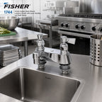 Thumbnail image #2 for Fisher 1744 4-Inch Centers Deck-Mount Lavatory Faucet with Lever Handles, Rigid Spout, and Lead-Free Compliance