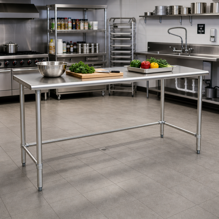 Product image #2 for BlendPort® Budget Series Stainless Steel Work Table with Open Base, 84 x 30 Inches