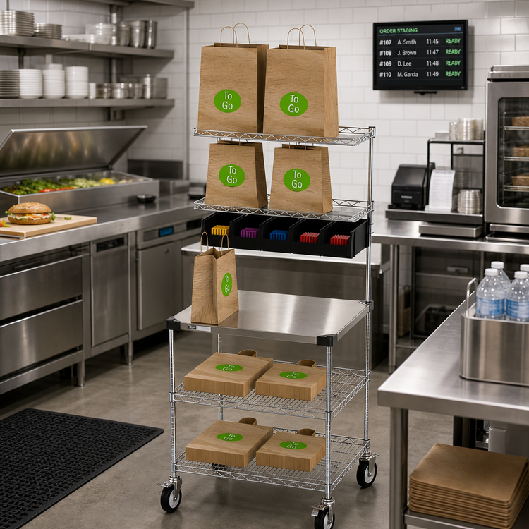 Product image #3 for Metro Chain Reaction Mobile Order Staging Cart with Stainless Steel Worktable, 30 x 24 Inches