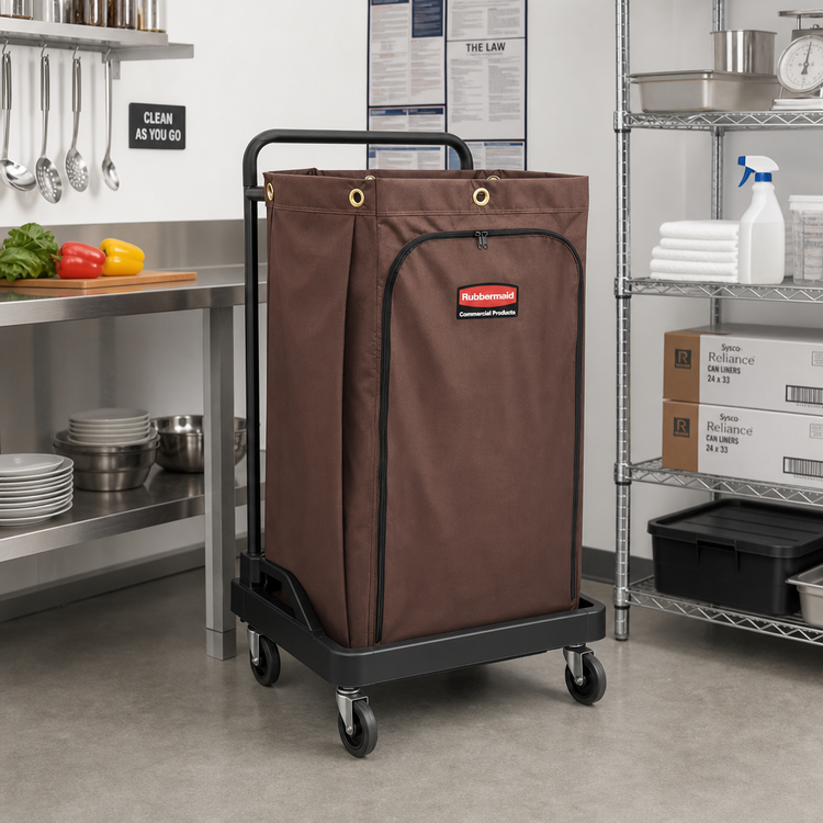 Product image #2 for Rubbermaid Commercial Products 30-Gallon Housekeeping Cart Replacement Bag, Canvas with Vinyl Lining, Brown