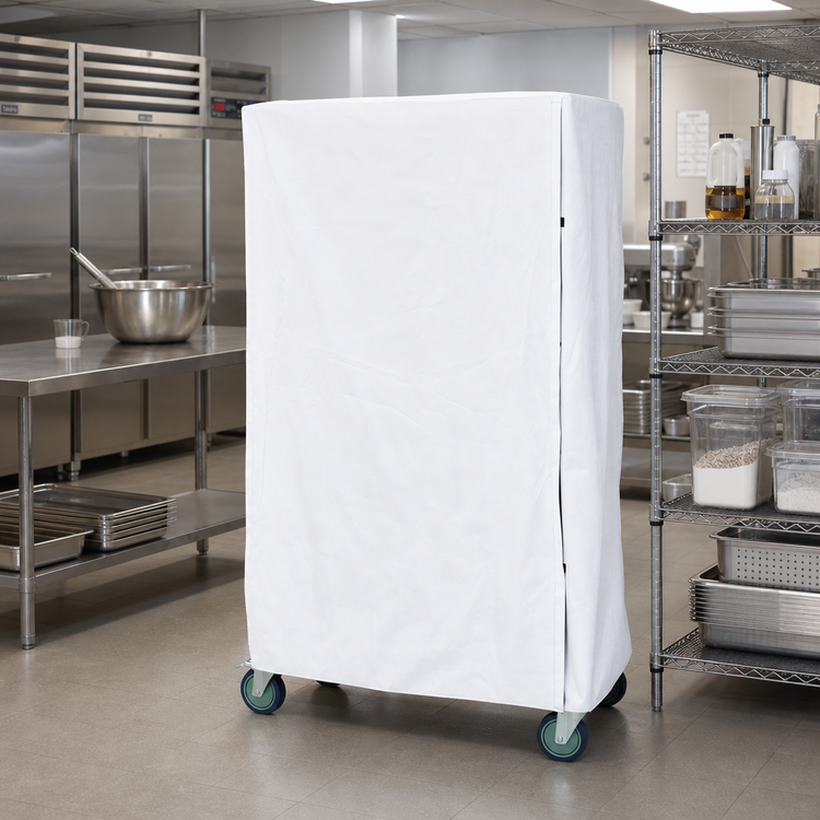 Product image #2 for Quantum Wire Cart Cover for 18 x 36 x 63 Inch Carts, White Nylon with Zipper Flap