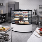 Thumbnail image #3 for Omcan USA 47708 Refrigerated Corner See-Thru Display Case, Self-Contained, 3 Adjustable Shelves, Stainless Steel