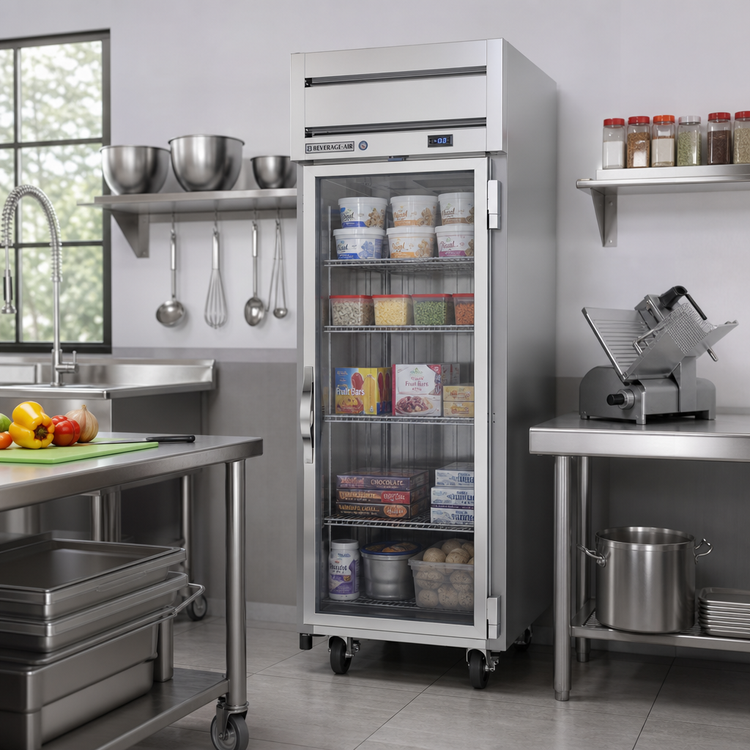 Product image #2 for Beverage-Air Horizon Series One-Section Reach-In Freezer with Right-Hand Glass Door, 21.06 Cu. Ft., Top-Mounted Self-Contained Refrigeration