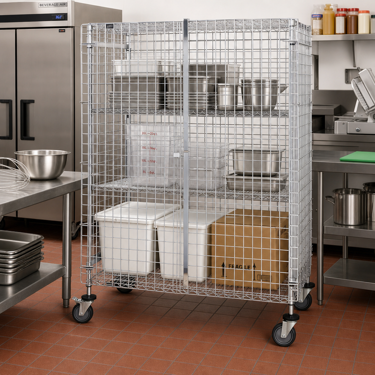 Product image #2 for Quantum Mobile Wire Security Cage, 36 x 21 x 69 Inches, Chrome Plated