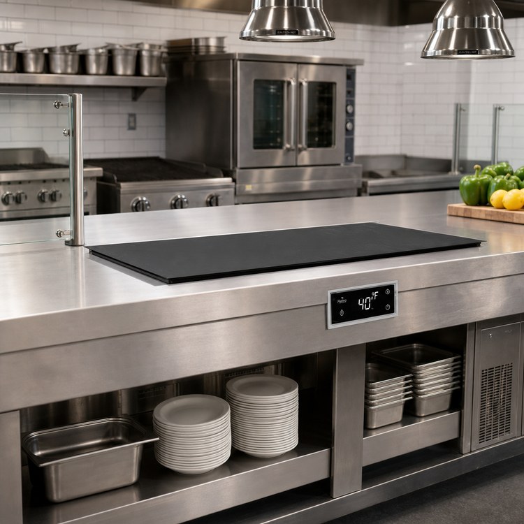 Product image #2 for Hatco HCSBFX-24-F 24-Inch Built-In Flush Top Hot/Cold Shelf, Remote Refrigeration, Hardcoat Aluminum