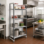 Thumbnail image #2 for Cambro Camshelving® Elements EXU182472S4480 4-Tier Solid Polymer Shelving Unit, Stationary Starter, 24"W x 18"D x 72"H, Speckled Gray