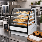 Thumbnail image #3 for True Mfg. – Specialty Display TDM-DC-36-GE/GE-W-W 36-1/4-Inch Freestanding Curved Glass Dry Pastry Display Case, White, 3 Shelves