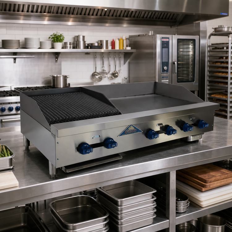 Product image #2 for Comstock-Castle 48-Inch Countertop Gas Char-Broiler/Griddle Combination with 30-Inch Griddle Plate