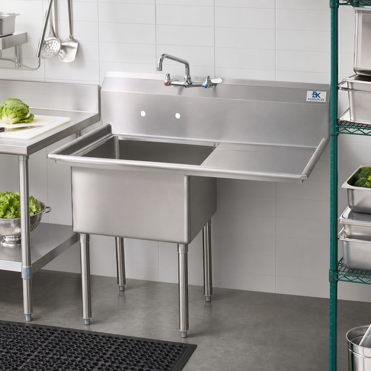 Product image #2 for BK Resources 1-Compartment Stainless Steel Sink with 24-Inch Right Drainboard