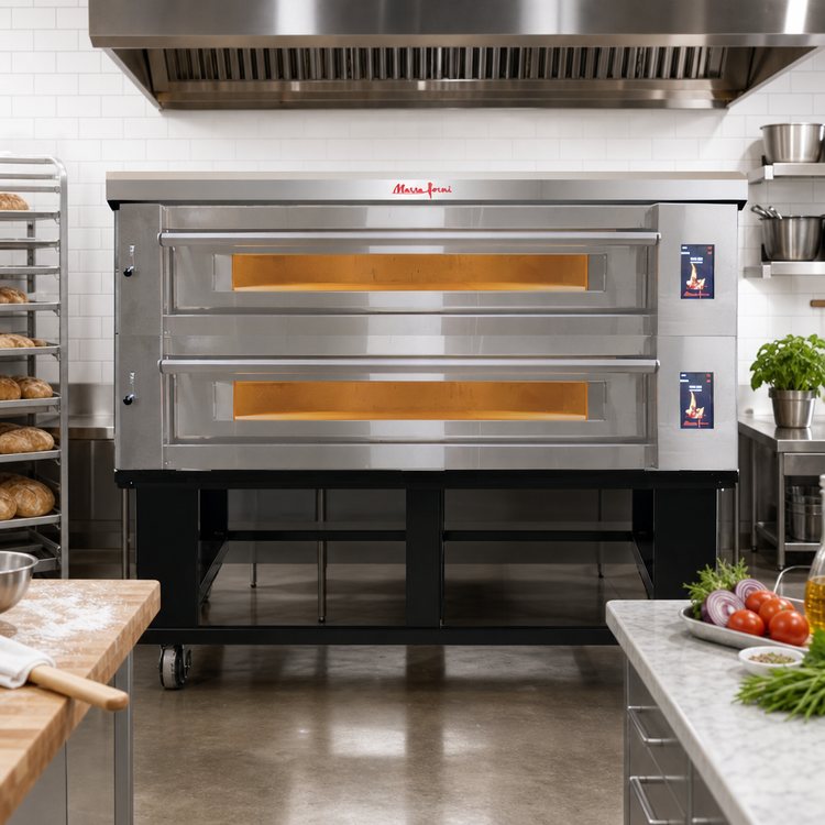 Product image #3 for Marra Forni ELST73-36/2 Two-Deck Stackable Electric Deck Oven with 73 x 36-3/8 Inch MarraStone Hearth
