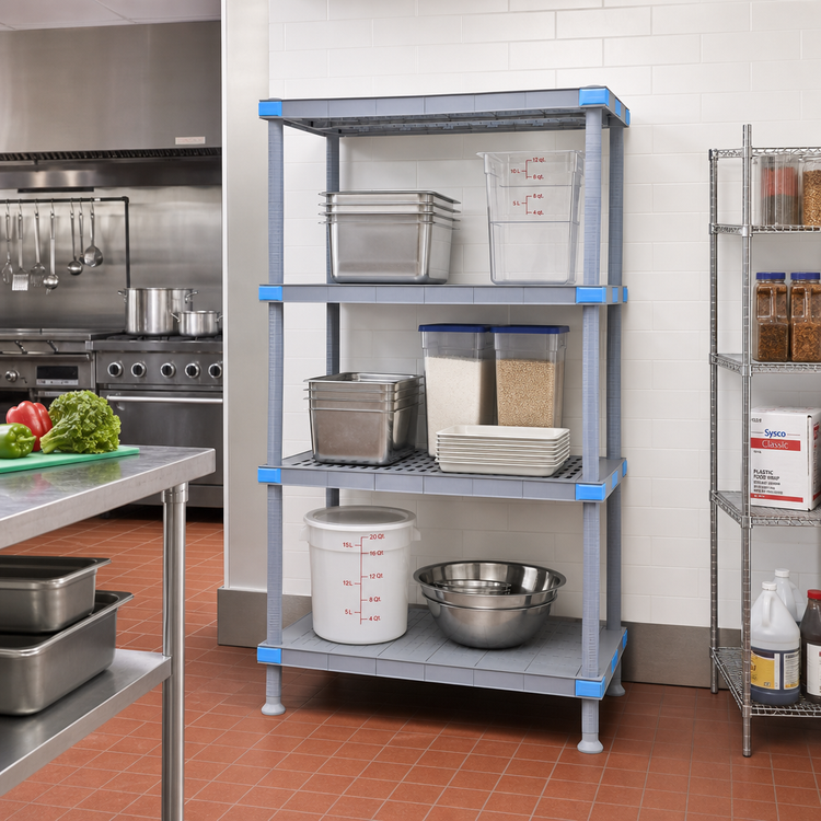 Product image #2 for Quantum Millenia 4-Shelf Gray Polymer Starter Shelving Unit, 24"W x 18"D x 86"H