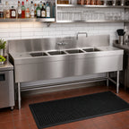Thumbnail image #2 for Eagle Group Spec-Bar B8RL-4-24 Four-Compartment Underbar Sink with Left & Right Drainboards, 96"W x 24"D, 304 Stainless Steel, Faucet Included