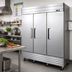 Thumbnail image #2 for Excellence Commercial Products DSS-66F Three-Section Reach-In Freezer, 65.5 Cu. Ft., Stainless Steel, Bottom-Mount Self-Contained