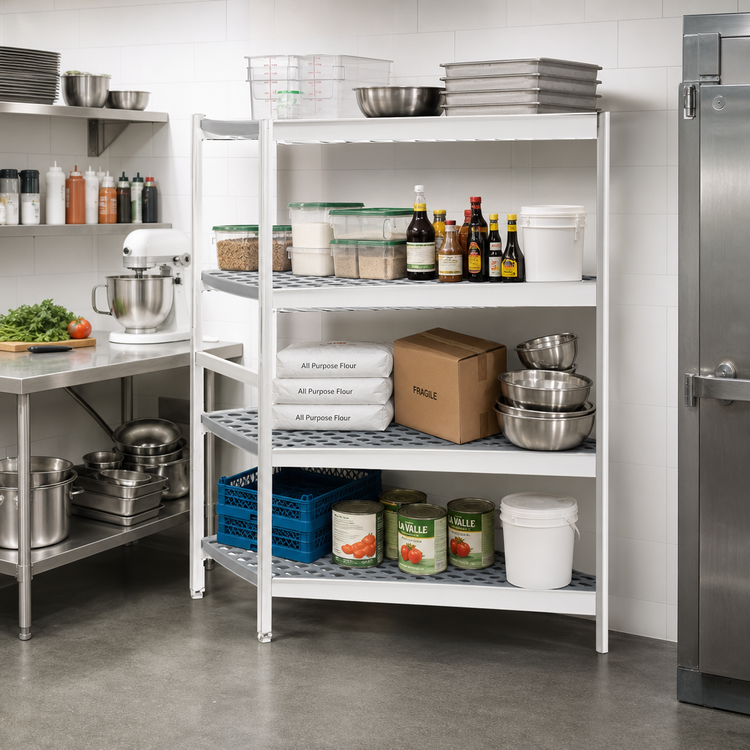 Product image #2 for Fermostock 4-Tier Polymer Shelving Expansion Kit, 31 x 22 x 83 Inches, Add-On Unit