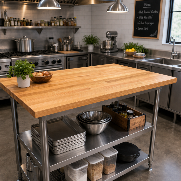 Product image #2 for Appalachian Red Oak Blended Rail Edge Grain Island Countertop, 42 x 27 x 1-1/2 Inch, Penetrating Oil Finish