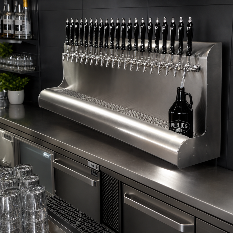 Product image #2 for Perlick 3076-16 Wall-Mount Air-Cooled 16-Faucet Modular Stainless Steel Draft Beer Dispensing Tower
