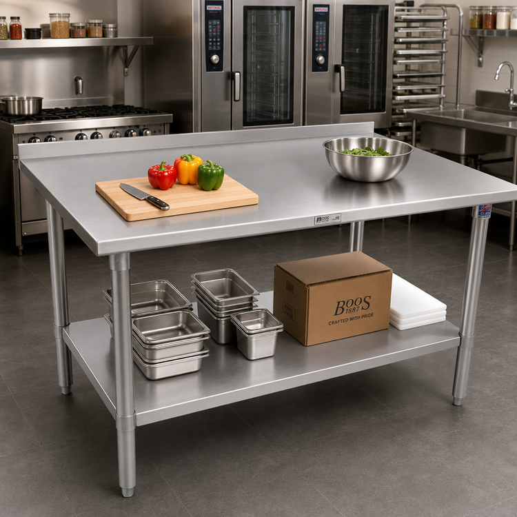 Product image #2 for John Boos Stallion 84-Inch Stainless Steel Work Table with 1-1/2-Inch Rear Up-Turn