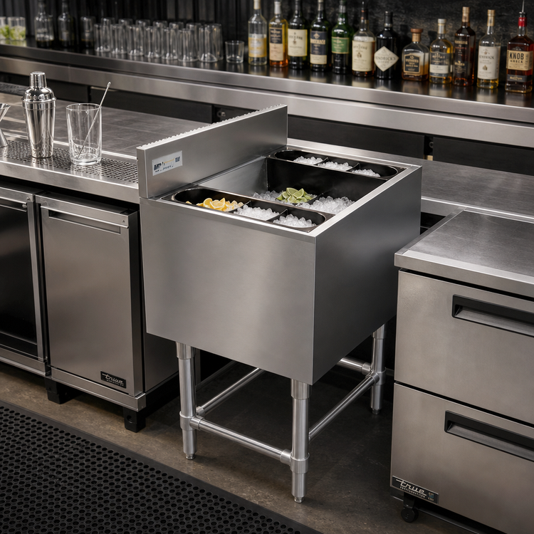 Product image #2 for Steel Works Stainless Underbar Bar Ice Bin with 7-Circuit Cold Plate, 119 lb Capacity