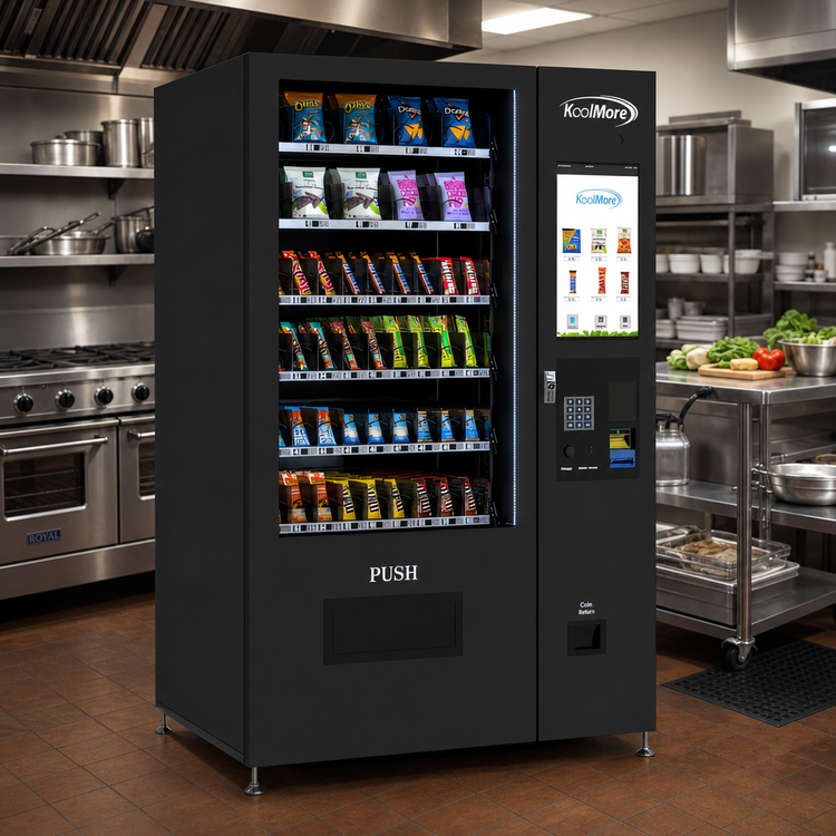 Product image #2 for KoolMore 50-Inch 60-Slot Non-Refrigerated Snack Vending Machine with 22-Inch Touch Screen, Bill and Coin Acceptor, Black