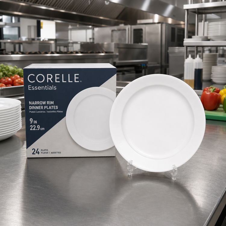 Product image #2 for Corelle Essentials 9-Inch Narrow Rim Dinner/Pellet Plate, Case of 24
