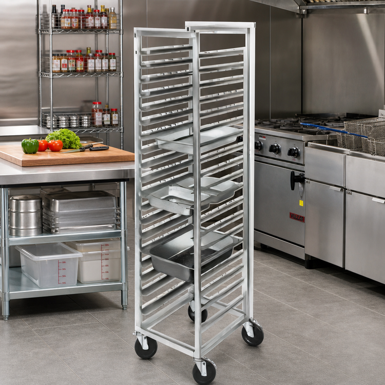 Product image #2 for Channel Manufacturing Stainless Steel End-Load 12 x 20 Steam Table Pan Rack with 5-Inch Casters, 11-Pan Capacity