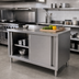 Thumbnail image #2 for 60 Inch x 30 Inch Stainless Steel Enclosed Work Table with Sliding Doors, Rear Up-Turn, and Middle Shelf