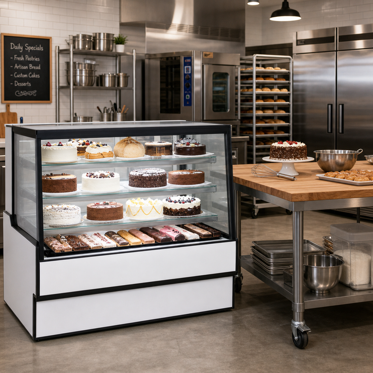 Product image #2 for Federal Industries High Volume Straight Glass Refrigerated Bakery Display Case, 50-1/8" W x 35-5/16" D x 48" H, Self-Contained