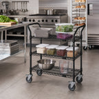 Thumbnail image #2 for Quantum WRC-2436BK-3 36 x 24 x 37-1/2 in. 3-Shelf Wire Utility Cart, Black Epoxy, 1,200 lb. Capacity