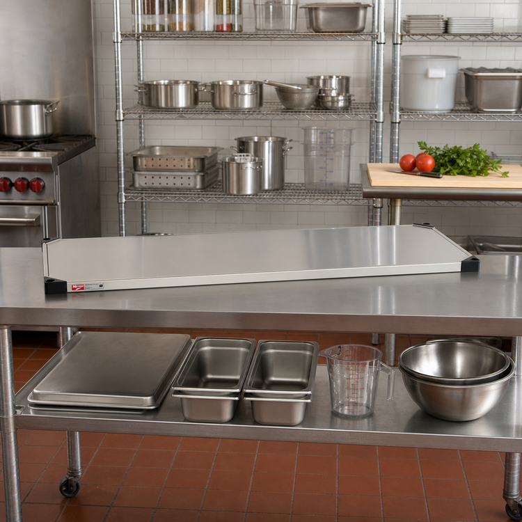Product image #2 for Metro Super Erecta 60" x 21" Solid Stainless Steel Shelf, Flat with Raised Ship's Edge
