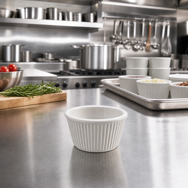 Product image #3 for Carlisle 4 oz Bone Fluted Stackable Melamine Ramekin