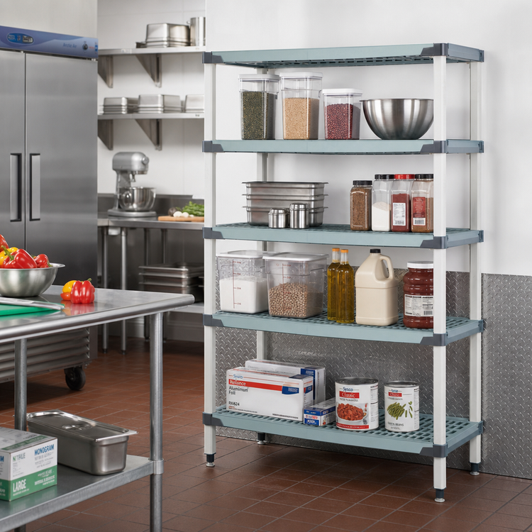 Product image #2 for MetroMax i 60-Inch x 18-Inch x 63-Inch Stationary 4-Shelf Open Grid Polymer Starter Shelving Unit