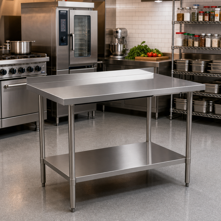 Product image #2 for Mixrite 72 Inch 18-Gauge Stainless Steel Work Table with 2 Inch Rear Edge Up and Undershelf