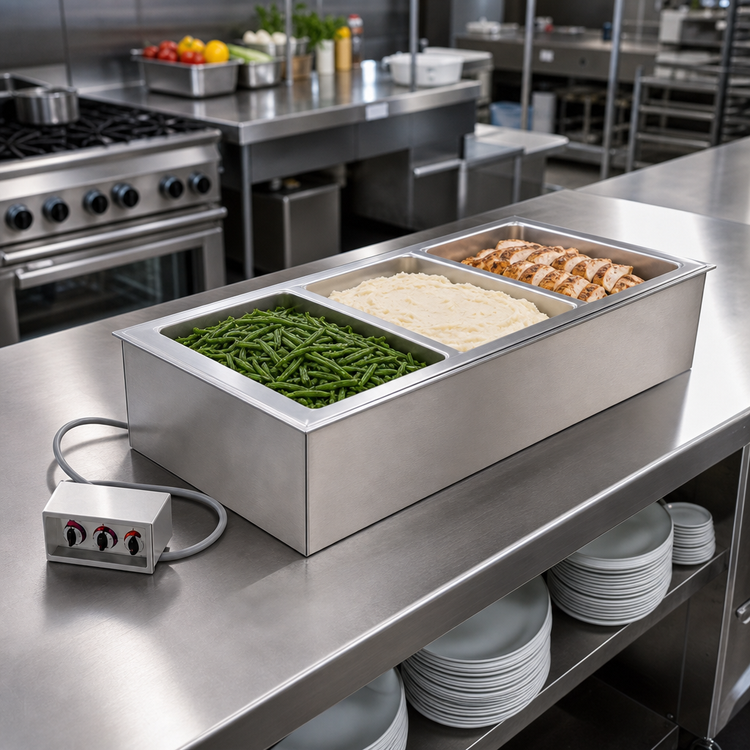 Product image #2 for Duke DI-3ESL-SW Slimline Electric Sealed-Well Drop-In Hot Food Unit, 3 Full-Size Pans