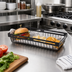 Thumbnail image #3 for American Metalcraft Rectangular Nestable Black Metal Serving Basket, 15 x 6 Inches