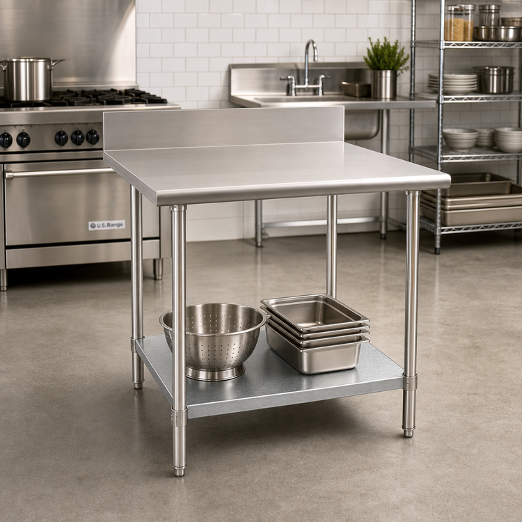 Product image #2 for Eagle Group BlendPort® KL Series Stainless Steel Work Table, 60" x 24", with Backsplash and Galvanized Undershelf