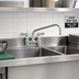 Thumbnail image #2 for Fisher Stainless Steel 4-Inch Center Backsplash Faucet with 12-Inch Swing Spout and Lever Handles