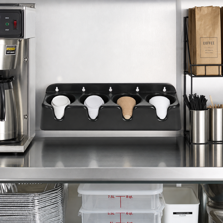 Product image #3 for Dispense-Rite 4-Section Cup Holder/Organizer, Countertop or Wall Mount, Black ABS Plastic