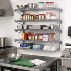 Thumbnail image #2 for Eagle Group QuadTruss S4-5B-SSW1836C 5-Tier Piggyback Wall-Mounted Open Wire Shelf Kit, 36 x 18 Inches, Chrome