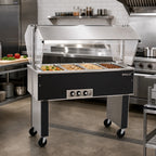 Thumbnail image #2 for Eagle Group Service Mate BPDHT4-208-3 Portable 4-Well Buffet Hot Food Table with Sneeze Guard, Stainless Steel Top, 208V 3-Phase